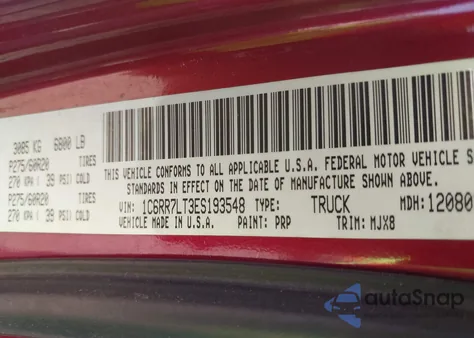 2014 Ram 1500 Big Horn из США, поврежденный, VIN 1C6RR7LT3ES193548